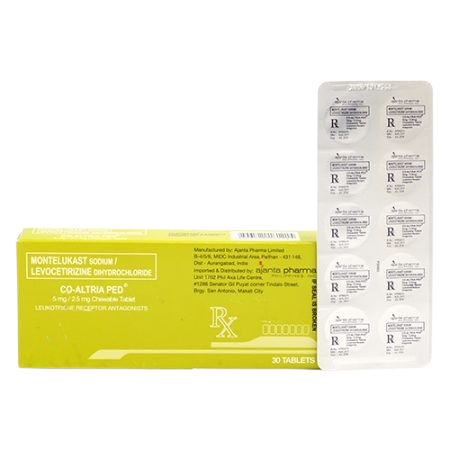 Co-Altria Ped (Montelukast + Levocetirine) 5mg/2.5mg Chewable Tablet ...
